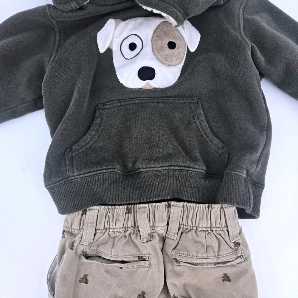 Gymboree Embroidered Puppy Hoodie 12-24M & Baby Gap‎ Teddy Bear Pants 18-24M